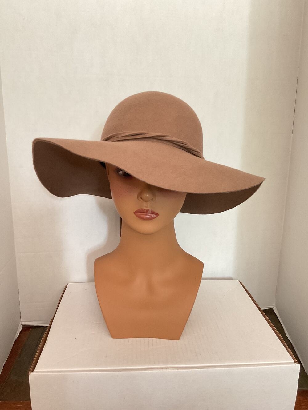 Kathy Jeanne - All Felted Wool Wide Brim Hat - Mocha Brown - M/L